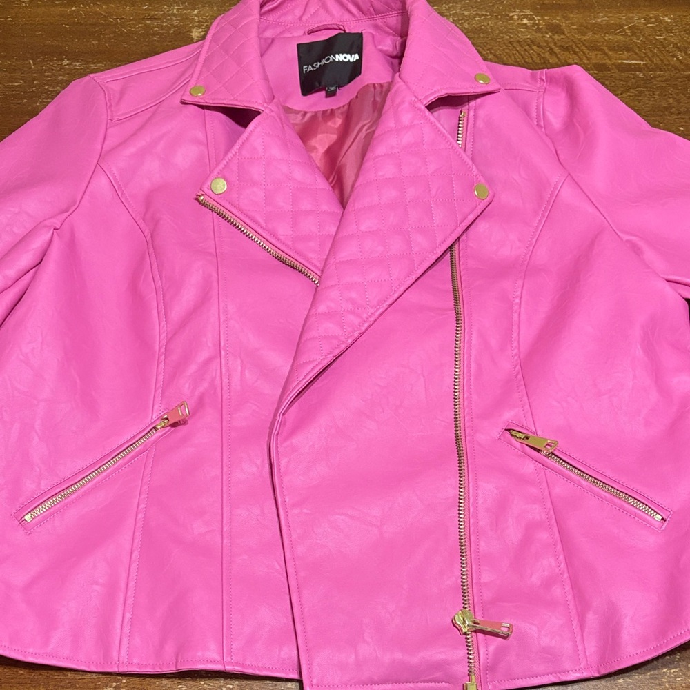 Fashion Nova Vibrant Pink Leather Jacket